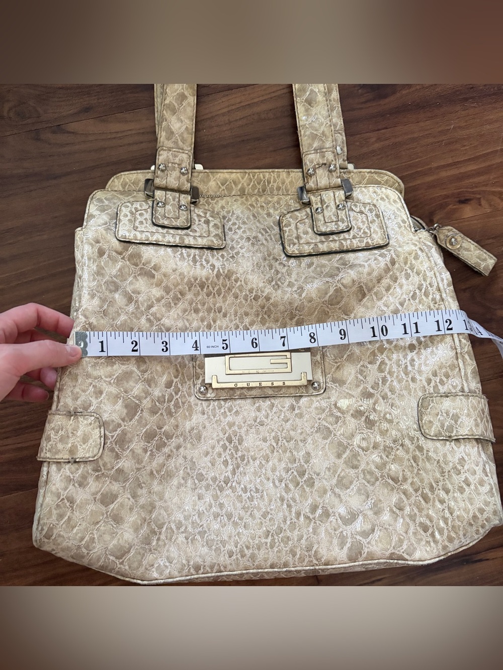 Y2K Guess cream faux croc leather large tote purse - Picture 14 of 16